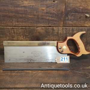 Lot 211 Good Vintage Marples & Sons 12” brass back saw