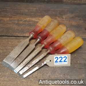 Lot 222 5 No: vintage Marples Shamrock M373 Firmer Chisels
