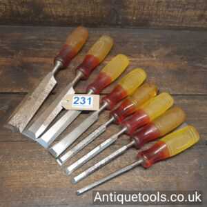 Lot 231 Vintage Set of 8 No: Marples Shamrock bevel edge chisels