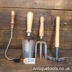 Vintage Gardening Set of Hand Tools Comprising of a Trowel, Rake, Fork & Hoe