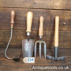 Vintage Gardening Set of Hand Tools Comprising of a Trowel, Rake, Fork & Hoe