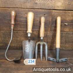 Vintage Gardening Set Hand Tools Comprising Trowel Rake Fork & Hoe