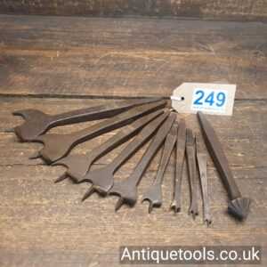 Antique Set Of 9 Centre Bits And Countersinking Bit For Brace