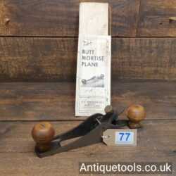 Vintage Boxed T S Wheeler & Co USA Butt Mortise Plane