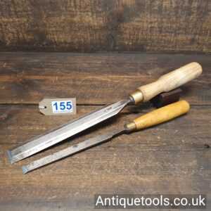 Two Vintage Paring Chisels, 1 ¼” Bevel Edge And ½” Firmer