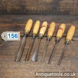 Lot 156 Selection of 6 No: carving chisels by Tiranti and Henry Taylor