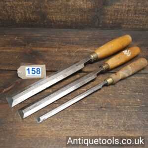 3 N: Vintage Pattern Makers Paring Chisels By I. Sorby