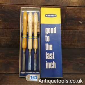 Lot 163 Vintage Set of 3 No: Marples woodturning chisels in their original box