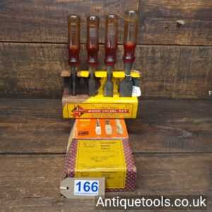 Boxed set of Footprint Brand bevel edge chisels