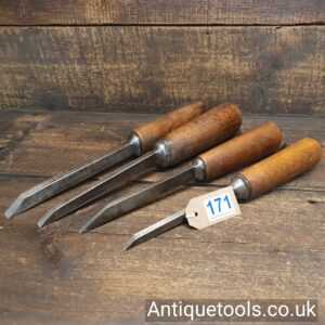 Variety of 4 No: Antique ‘Pig Stick’ Mortice Chisels