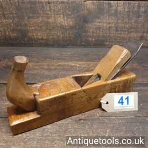 Ornate Antique Continental Horned Wooden Smoothing Plane