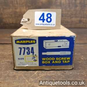 Lot 48 - Vintage 3/4” W. Marples & Sons No: 7734 wood screw box and tap