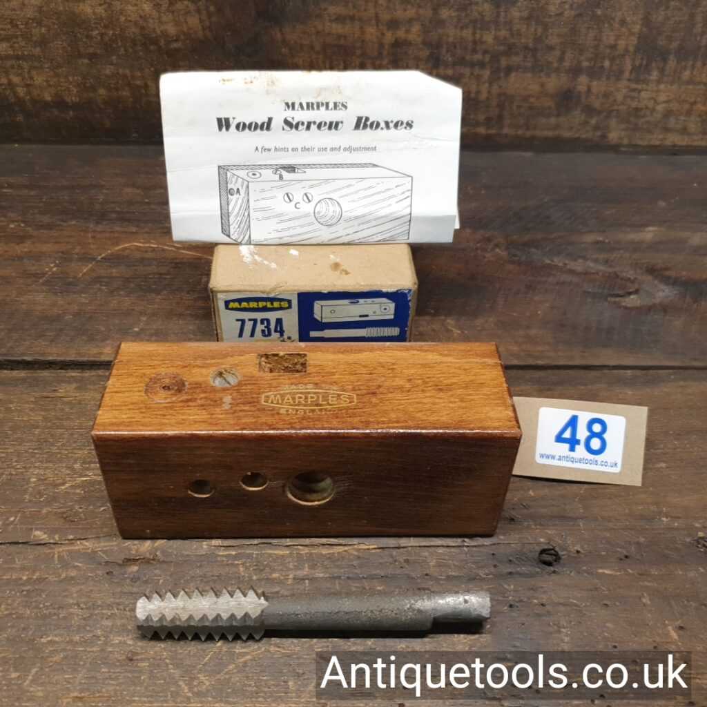 Vintage W. Marples & Sons No 7734 Wood Screw Box And Tap Antique Tools
