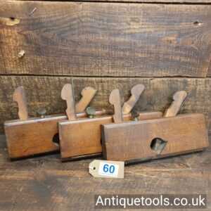 Lot 60 – Set of 3 No: antique Buck dado beechwood moulding planes