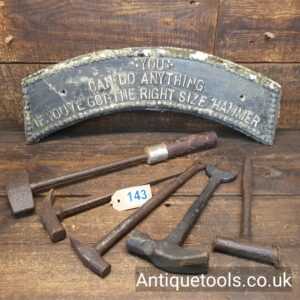 Lot: 143 5 No: Antique Hammers Including Plough