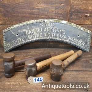 Lot: 145 3 No: Farriers Blacksmiths Shoe Turning Hammers