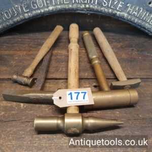 Lot: 177 Vintage Selection 5 Brass Headed Hammers