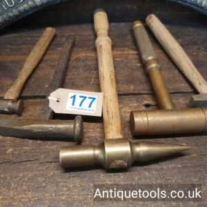 Lot: 177 Vintage Selection 5 Brass Headed Hammers