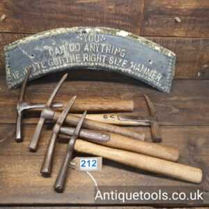 Lot: 212 Vintage Selection 5 Various Slaters Hammers
