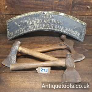 Lot: 213 Unusual Antique Selection 3 Hammers & Axes