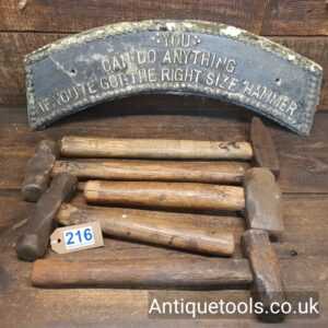 Lot: 216  Antique selection of 5 No: heavy hammers.