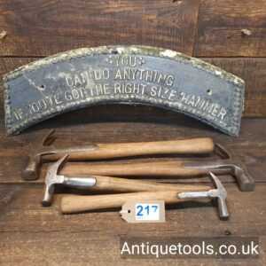 Lot: 217 Antique Selection 4 Strapped Claw Hammers