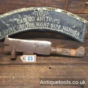 Lot 23: Unusual Antique Billhook Hammer Striking Button