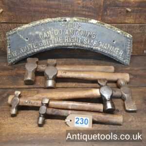 Lot: 230 Vintage Selection 6 Straight Pein Hammers