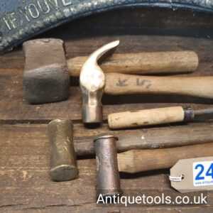 Lot: 245 Vintage Selection 5 Brass Headed Hammers