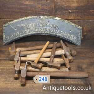 Lot: 248 Vintage Selection 9 Cross Pein Riveting Hammers