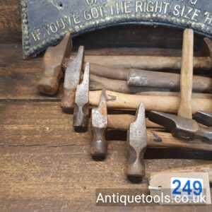 Lot: 249 Vintage Selection 10 Cross Pein Riveting Hammers