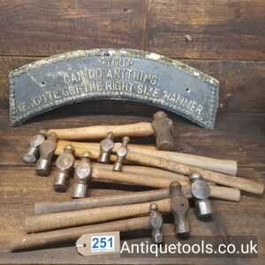 Lot: 251 Vintage Selection 10 Ball Pein Hammers