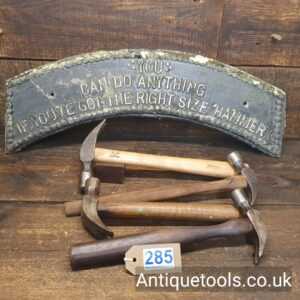 Lot: 285 Antique Selection 4 Various Claw Hammers