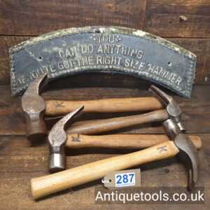 Lot: 287 Vintage Selection 4 Various Claw Hammers