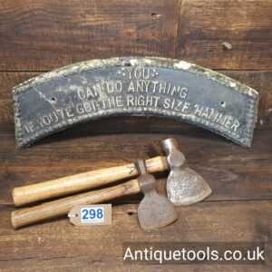 Lot: 298 Antique Selection 2 Shingling Axe Hammers